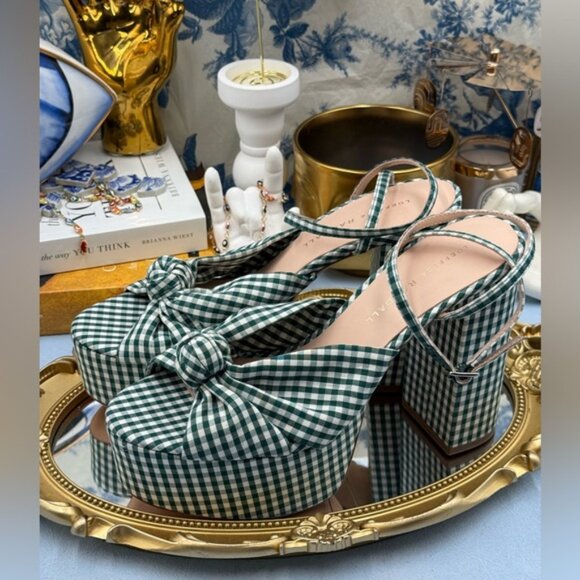 🆕 LOEFFLER RANDALL 🧿 NWOB Roz Platform Sandal, Mint Green Gingham - Sz US 7 - Picture 12 of 14